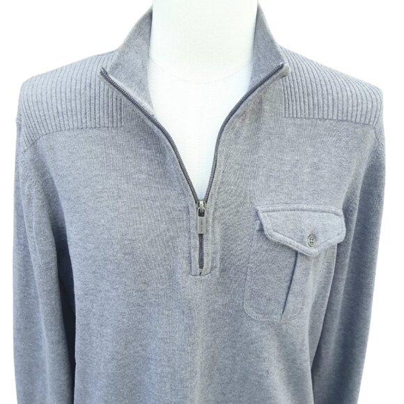 Michael Kors SZ M Quarter Zip 100% Cotton Jersey Knit Gray Men's Mock Neck Top - Picture 4 of 15